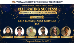 Six Vidya MCA S4 Students Secure Placements with Tech Giant TCS